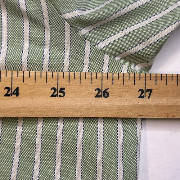 Brooks Brothers mens embroidered logo green striped non iron LS button down XL - Picture 6 of 7